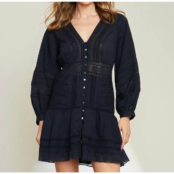 NWT Veronica Beard Addilyn Eyelet Dress In Ink Size 10 Navy Blue Cotton $498 - Picture 1 of 15